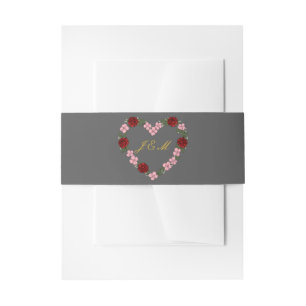 Bandeau d'invitation gris avec couronne de fleurs