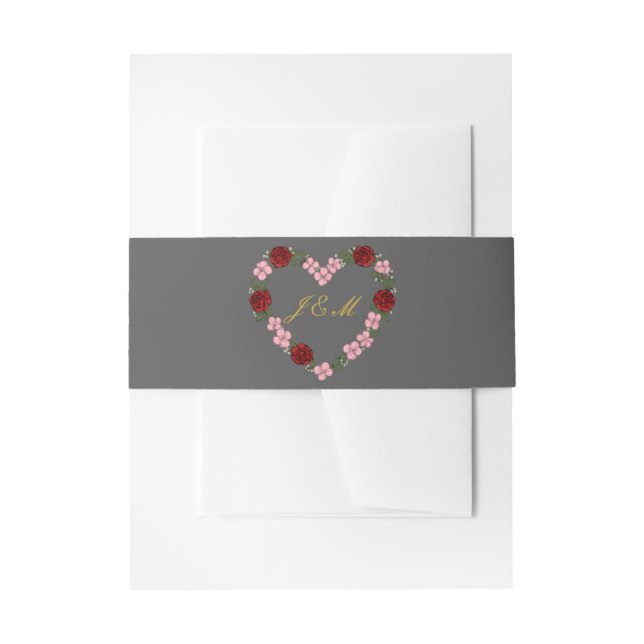 Bandeau d'invitation gris avec couronne de fleurs (Devant example)