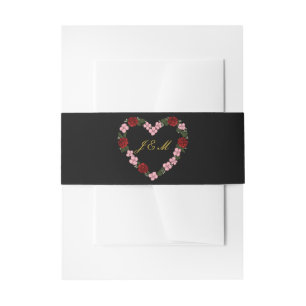 Bandeau d'invitation noir avec un cœur rose