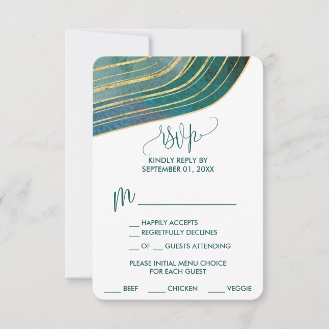 Banded Gemstone | Emerald Menu Choice Carte RSVP (Devant)