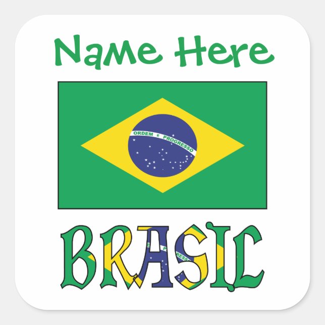 Bandeira do Brasil Étiquette Carrée Personnalisée (Devant)