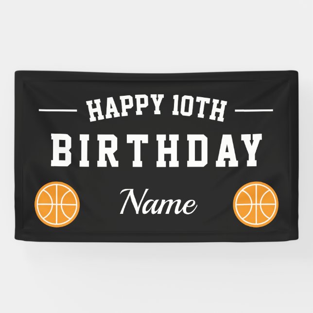 Banderole d'anniversaire pour basket-ball d'enfant (Horizontal)