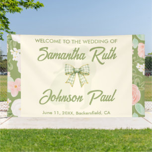 Banderole de bienvenue de mariage à nœud gingham v