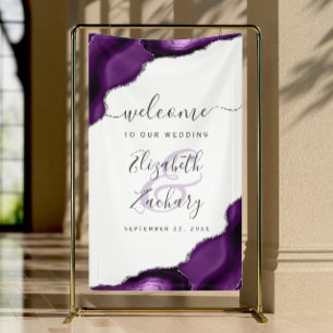 Banderole de Bienvenue de Mariage Élégante Violet 
