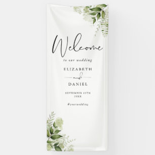 Banderole de Bienvenue de Mariage Floral Feuillage