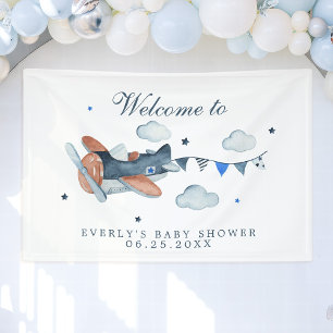 Banderole de Bienvenue pour Baby Shower Nuages Avi