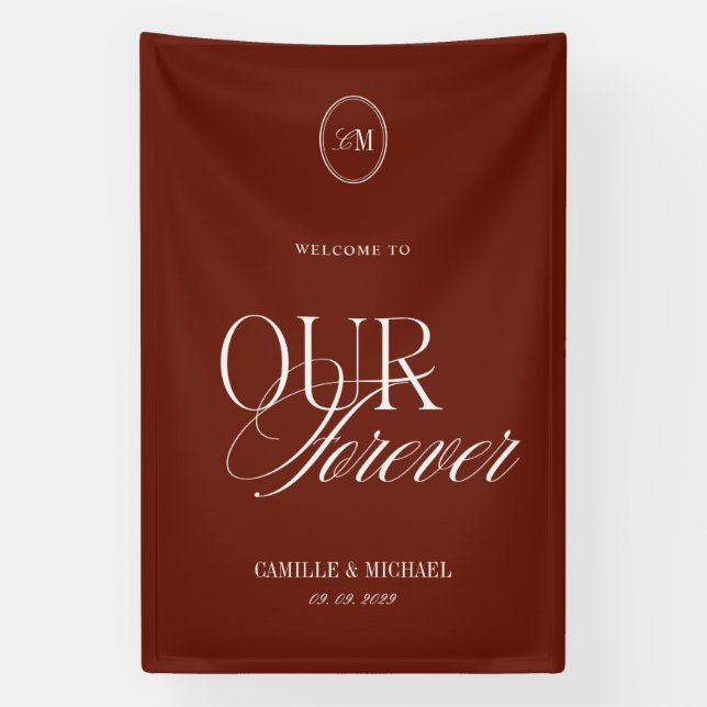 Banderole de mariage en vinyle Rouge Terracotta Pr (Verticale)