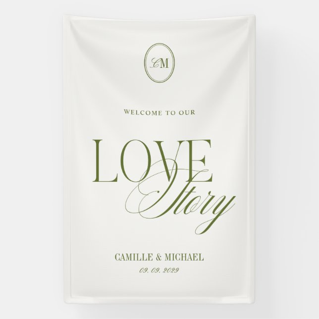 Banderole de mariage en vinyle vert olive foncé Bi (Verticale)