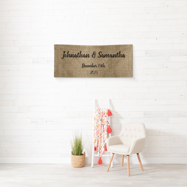 Banderole de mariage rustique personnalisée – Burl (En situation)