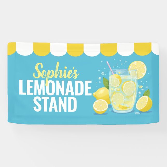Banderole de stand de limonade avec nom (Horizontal)