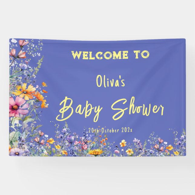 Banderole Fleurs Sauvages pour Baby Shower (Horizontal)