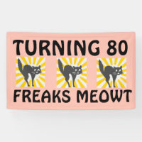 BANDEROLE FUNNY CAT POUR LES 80 ANS