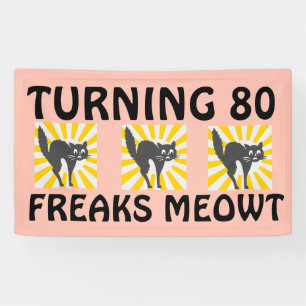 BANDEROLE FUNNY CAT POUR LES 80 ANS