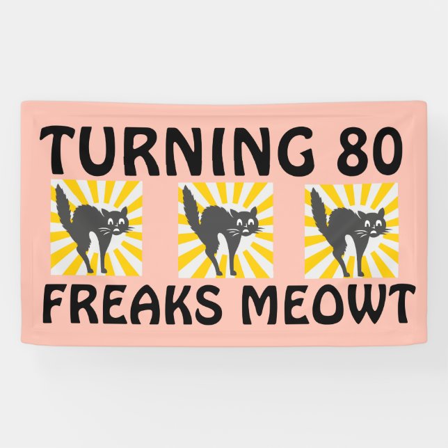 BANDEROLE FUNNY CAT POUR LES 80 ANS (Horizontal)