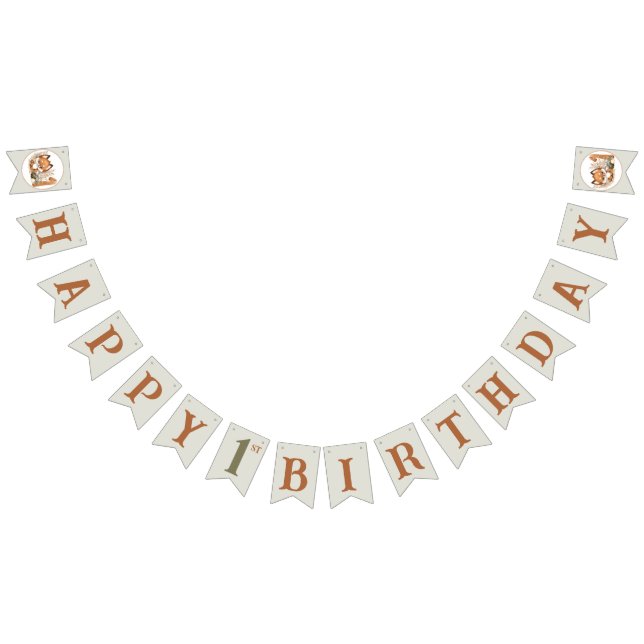 Banderole mignonne Fox automne 1st Birthday bunker (Tout)