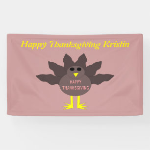 Banderole Personnalisée Dinde Plumée de Thanksgivi