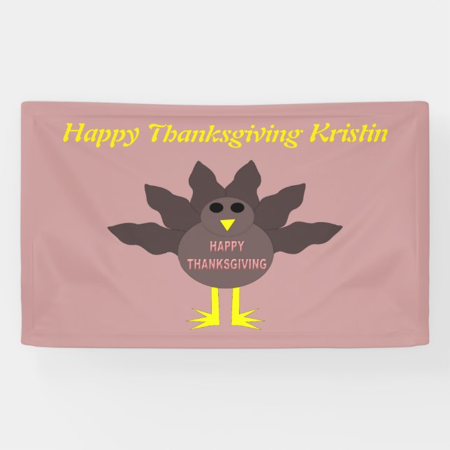 Banderole Personnalisée Dinde Plumée de Thanksgivi (Horizontal)