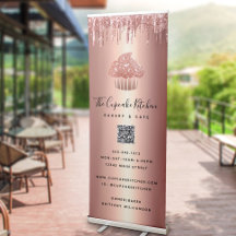 Code QR Gouttes de Paillettes Rose Gold Cupcake Bo