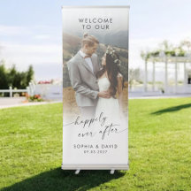 Élégante calligraphie Mariage Photo Bienvenue Retr