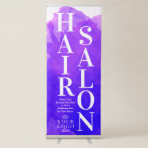 Signe vertical mauve du salon des cheveux