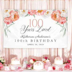 Banderoles 100 Ans Aimé Fleur De Pêche 100e Anniversaire