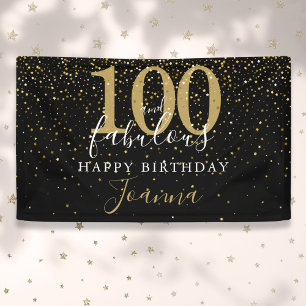 Banderoles 100 ans et Fabulux Anniversaire Élégant Or et Noir