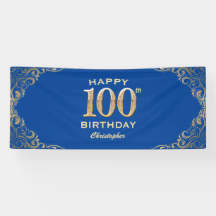 Banderoles 100e anniversaire Parties scintillant bleue et or 