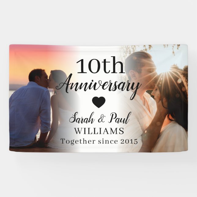 Banderoles 10e Anniversaire de Mariage Personnalisé 2 Collage (Horizontal)