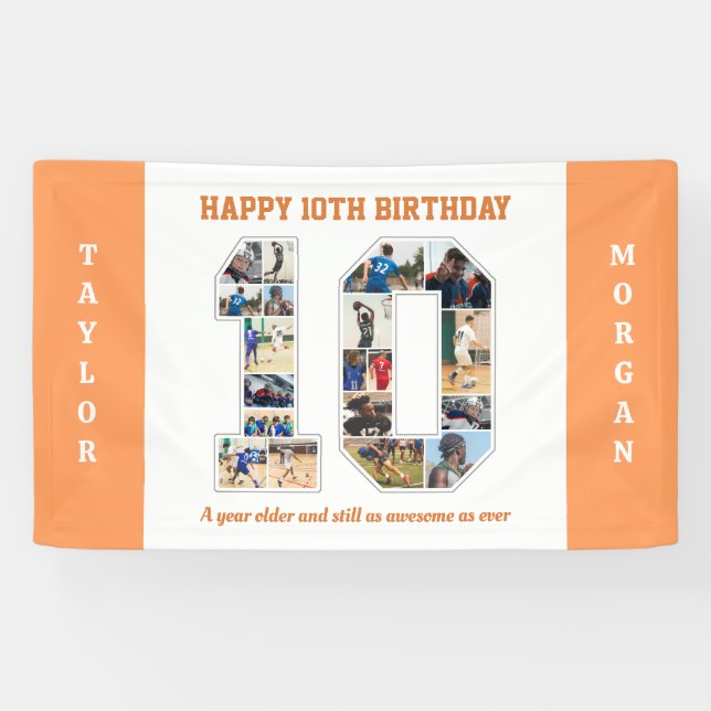 Banderoles 10e anniversaire Numéro 10 Collage photo (Horizontal)