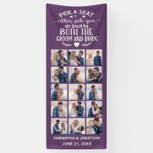 Banderoles 15 Photo Collage Purple Bienvenue À Notre Mariage