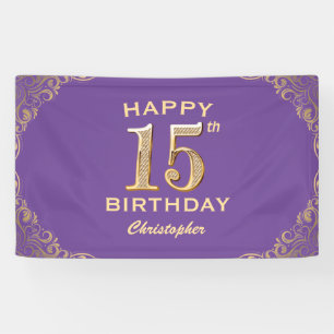 Banderoles 15e anniversaire de la fête violet et Parties scin