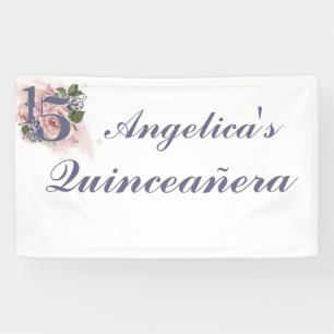 Banderoles 15e anniversaire Quinceanera Chic Floral Aquarelle