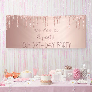 Banderoles 18e anniversaire blush rose or parties scintillant