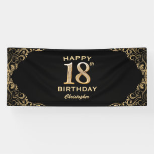 Banderoles 18e anniversaire de la Parties scintillant Noir et