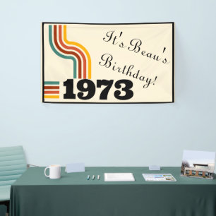 Banderoles 1973 Anniversaire ou Réunion du Poster vintage rét