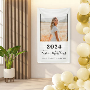 Banderoles 2023 Minimalist Black Custom Photo Graduation