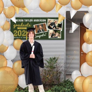 Banderoles 2024 Gold Graduate Sketch 3 Photo Graduation Party