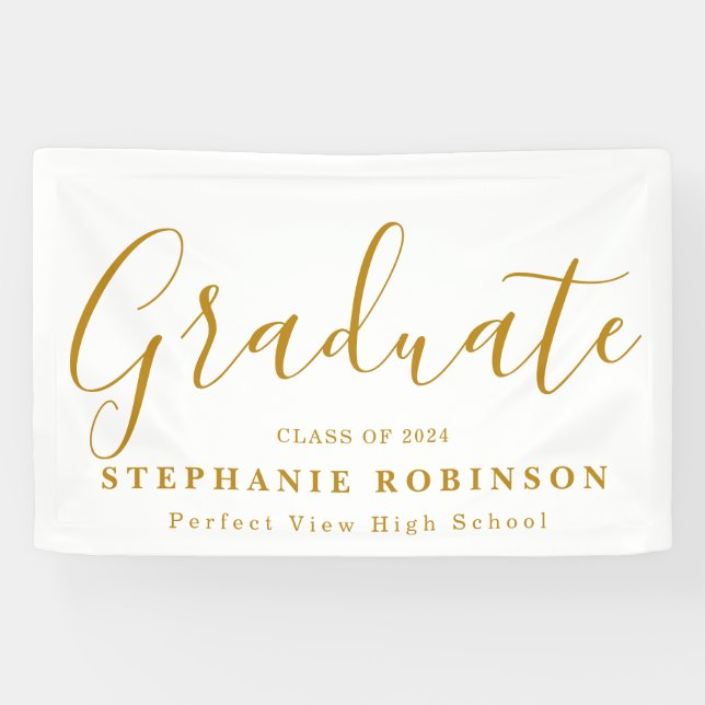 Banderoles 2024 Modern Gold Script Graduation Party (Horizontal)
