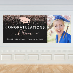 Banderoles 2024 Parties scintillant de diplôme Rose or rose r