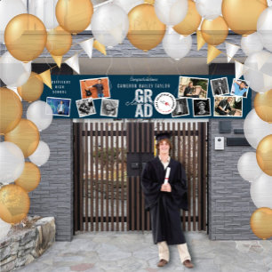 Banderoles 2024 Silver GRAD 10 Photo Modern Graduation Party