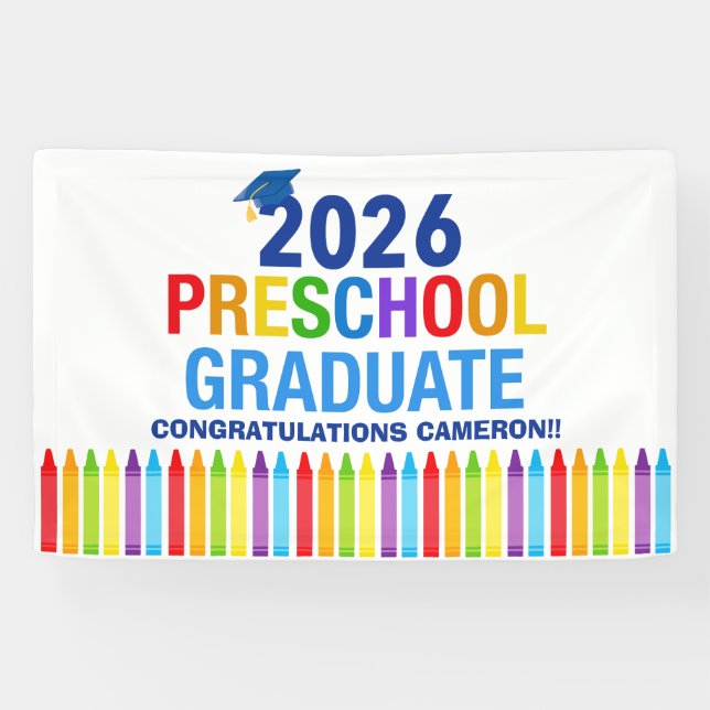 Banderoles 2026 Preschool Graduation Party Custom Graduate (Horizontal)