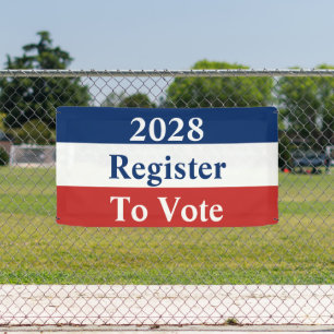 Banderoles 2028 Année Rouge Blanc et Bleu Inscrivez-vous pour