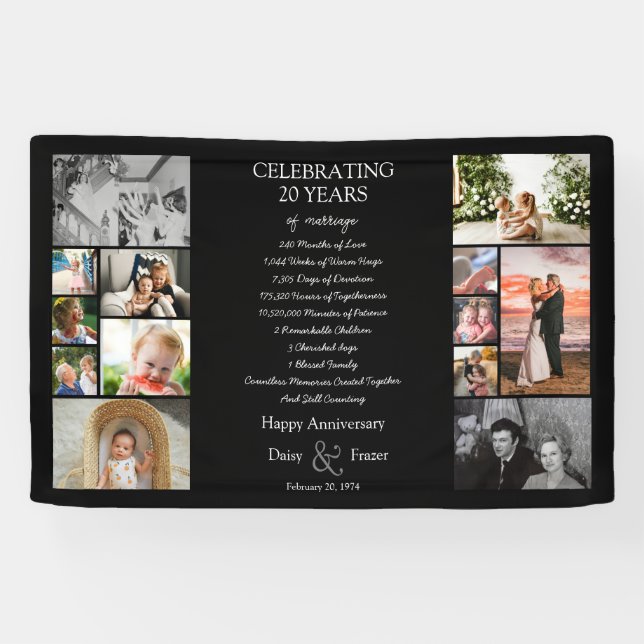 Banderoles 20 ans mariage anniversaire photo collage modifiab (Horizontal)