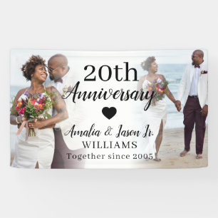 Banderoles 20e Anniversaire de Mariage Personnalisé 2 Photos 
