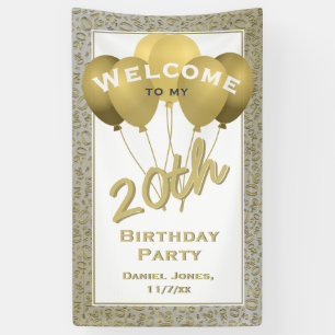 Banderoles 20e anniversaire Gold Random Numéro Motif 20