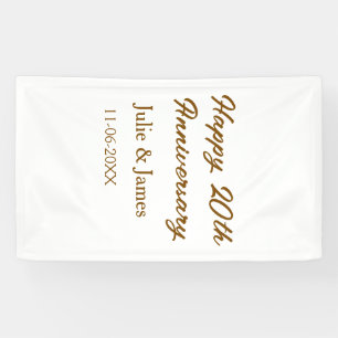Banderoles 20e anniversaire marron doré nom datsimple heureux