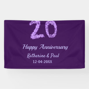 Banderoles 20e heureux anniversaire ajouter nom du couple dat