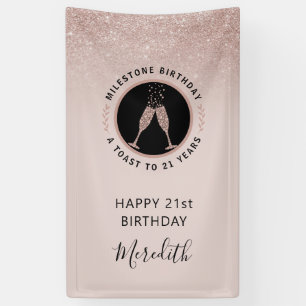 Banderoles 21e Anniversaire Champagne Toast Parties scintilla