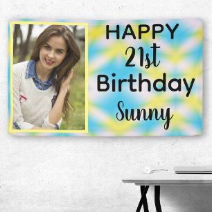 Banderoles 21e anniversaire Tie Dye One Photo