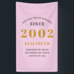 Banderoles 21st Birthday Born 2002 Ajouter le nom Pink Grey<br><div class="desc">Anniversaire personnalisé ajoutez votre nom et la bannière année. Modifiez le nom et l'année avec le modèle fourni. Un merveilleux accessoire de fête d'anniversaire personnalisé. Plus de cadeaux et de fournitures de fête disponibles avec le design "normes de fixation" dans le magasin.</div>